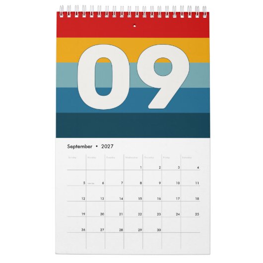 Retro Kleurrijke Vette Strepen Kalender (Sep 2027)