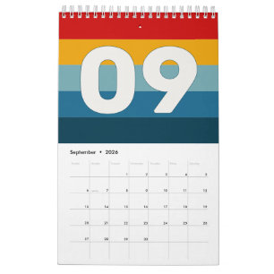 Retro Kleurrijke Vette Strepen Kalender
