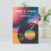 Retro kleurrijke Vinyl bruiloft Kaart (Staand voorkant)