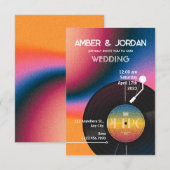 Retro kleurrijke Vinyl bruiloft Kaart (Voorkant / Achterkant)