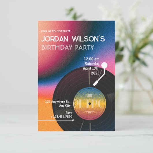 Retro kleurrijke Vinyl Kaart (Staand voorkant)