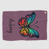 Retro  kleurrijke vlinder golfhanddoek (Horizontaal)