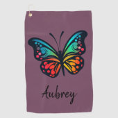 Retro  kleurrijke vlinder golfhanddoek (Voorkant)