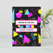 RETRO KLEURRIJKE VORMEN GEBOREN 80'S SCHOOL REÜNIE KAART (Staand voorkant)
