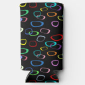 Retro kleurrijke vormen patroon op zwart seltzer blikjeskoeler (Voorkant)