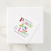 Retro Kleurrijke Vrede Vreugde & Liefde Kerstmis F Bedankjes Labels (In situ)