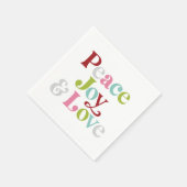 Retro Kleurrijke Vrede Vreugde & Liefde Kerstvakan Servet (Hoek)