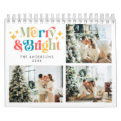 Retro Kleurrijke Vrolijk & Helder 3 Foto Kerstmis Kalender (Hoes)