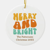 Retro Kleurrijke Vrolijke en Heldere Kerstvakantie Keramisch Ornament (Voorkant)