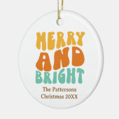 Retro Kleurrijke Vrolijke en Heldere Kerstvakantie Keramisch Ornament (Links)