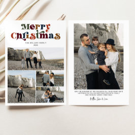 Retro Kleurrijke Vrolijke Kerstmis Fotocollage Feestdagenkaart