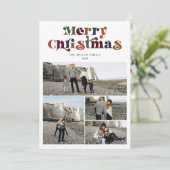 Retro Kleurrijke Vrolijke Kerstmis Fotocollage Feestdagenkaart (Staand voorkant)