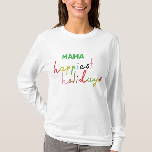 retro kleurrijke vrolijkste feestdagen MAMA LONG S T-shirt (Voorkant)
