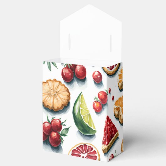 Retro Kleurrijke Vruchten Citrus Kerst Waterverf Bedankdoosjes (Geopend)