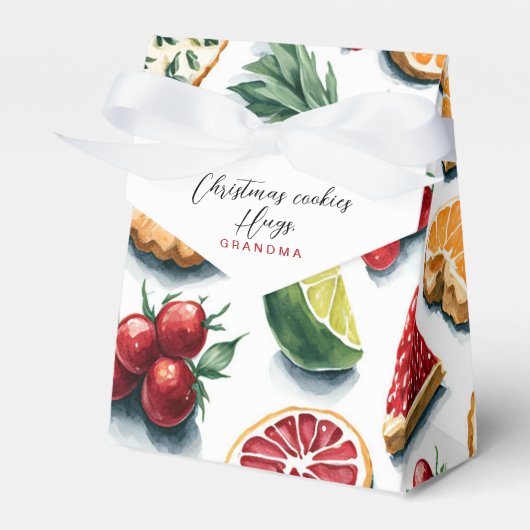 Retro Kleurrijke Vruchten Citrus Kerst Waterverf Bedankdoosjes (Voorkant Zijde)