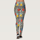 Retro Kleurrijke Zebra Block Patroon Leggings (Achterkant)