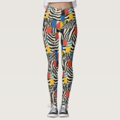 Retro Kleurrijke Zebra Block Patroon Leggings (Voorkant)
