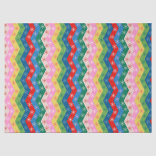 Retro Kleurrijke zigzag Sneeuwvlok Patroon Tissuepapier