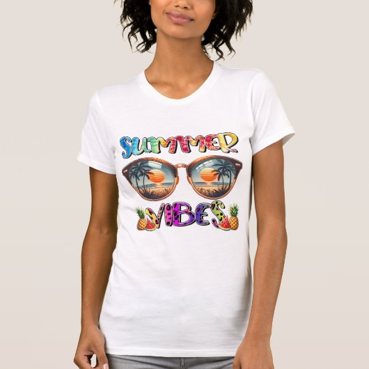 Retro Kleurrijke Zomer Vibes Tshirt (Voorkant)