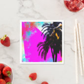 Retro Kleurrijke Zomerstrandfeest Palmboom Servet (Insitu)