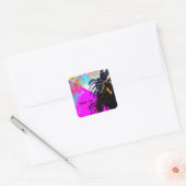 Retro Kleurrijke Zomerstrandfeest Palmboom Vierkante Sticker (Envelop)