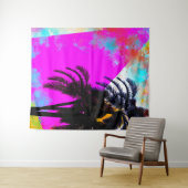 Retro Kleurrijke Zomerstrandfeest Palmboom Wandkleed (In Situ (horizontaal))