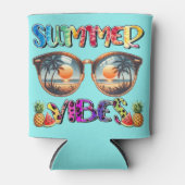 Retro Kleurrijke Zomervibes Blikjeskoeler (Voorkant)