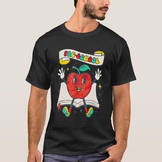 Retro kleuterschool Apple Trendy Student Terug naa T-shirt (Voorkant)