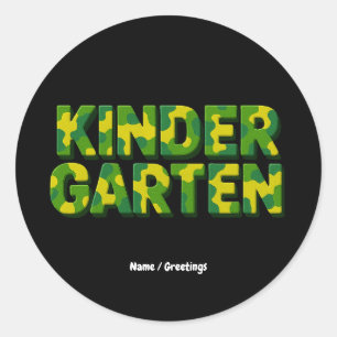 Retro kleuterschool jongens leraar camouflage grap ronde sticker