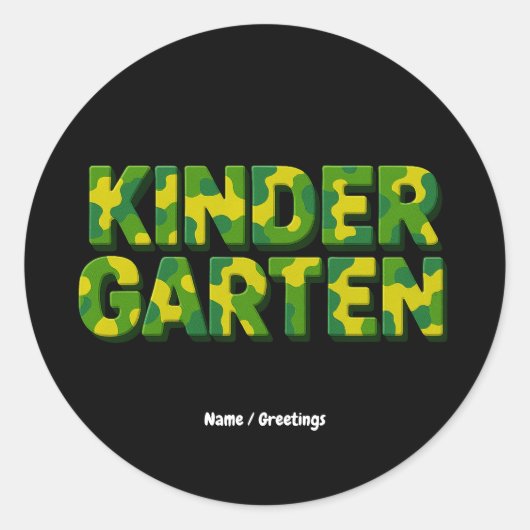 Retro kleuterschool jongens leraar camouflage grap ronde sticker (Voorkant)
