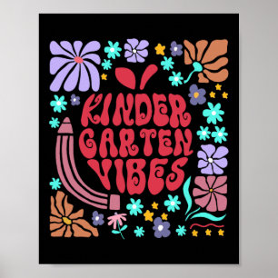 Retro Kleuterschool Sfeer Docent Bloemig Appel Rug Poster