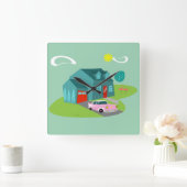 Retro Klok In de voorsteden van de Muur van het (Huis)