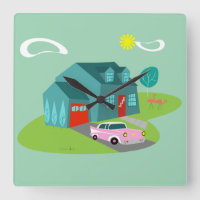 Retro Klok In de voorsteden van de Muur van het