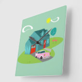 Retro Klok In de voorsteden van de Muur van het (Hoek)