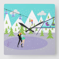 Retro Klok van de Muur van de Toevlucht van de Ski