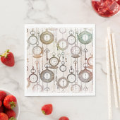 Retro klokken,  zakhorloges pastelkleuren servet (Insitu)