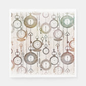 Retro klokken,  zakhorloges pastelkleuren servet (Voorkant)