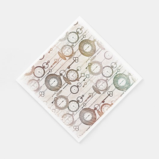 Retro klokken,  zakhorloges pastelkleuren servet (Hoek)