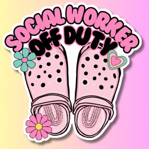 Retro klomp sociaal werker uit dienst waterdicht sticker