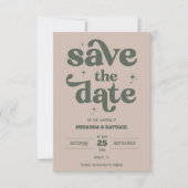 Retro Knal Roest & Groen Foto Bruiloft Save The Date (Voorkant)