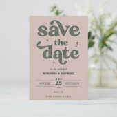 Retro Knal Roest & Groen Foto Bruiloft Save The Date (Staand voorkant)
