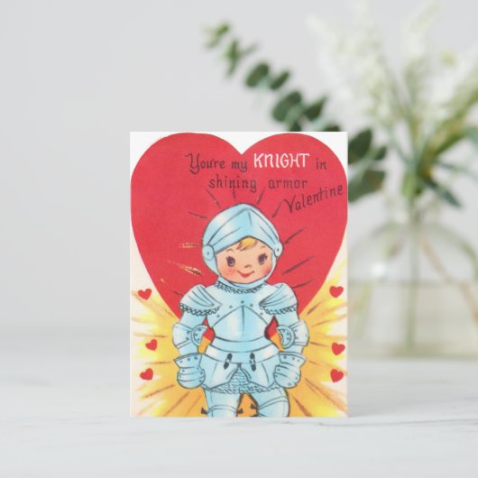 Retro Knight Valentijn Feestdagenkaart (Staand voorkant)