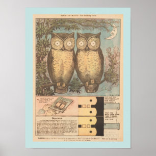 Retro knipperende uil leuke herfst knutselwerk poster