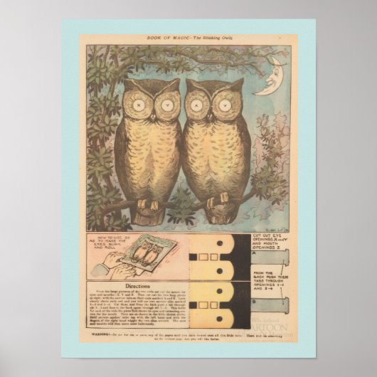 Retro knipperende uil leuke herfst knutselwerk poster (Voorkant)