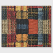 Retro Knit Patchwork - Gezellige Herfst Boho Vinta Cadeaupapier (Vlak)