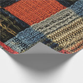 Retro Knit Patchwork - Gezellige Herfst Boho Vinta Cadeaupapier (Hoek)