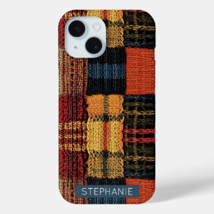 Retro Knit Patchwork - Gezellige Herfst Boho Vinta iPhone 15 Case
