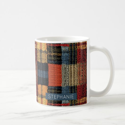 Retro Knit Patchwork - Gezellige Herfst Boho Vinta Koffiemok (Rechts)