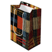 Retro Knit Patchwork - Gezellige Herfst Boho Vinta Medium Cadeauzakje (Voorkant Gekanteld)