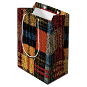 Retro Knit Patchwork - Gezellige Herfst Boho Vinta Medium Cadeauzakje (Achterkant Gekanteld)